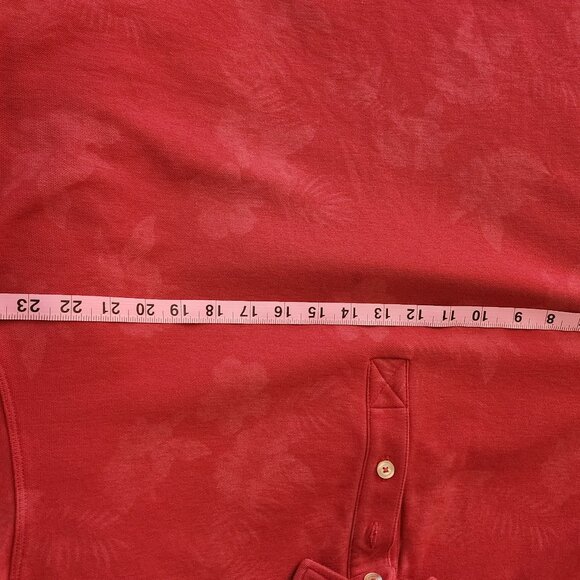 Orvis Mens Polo Shirt Sz XL Hawaiian Aloha Floral Print Red Fishing Rugby Cotton - Picture 6 of 6